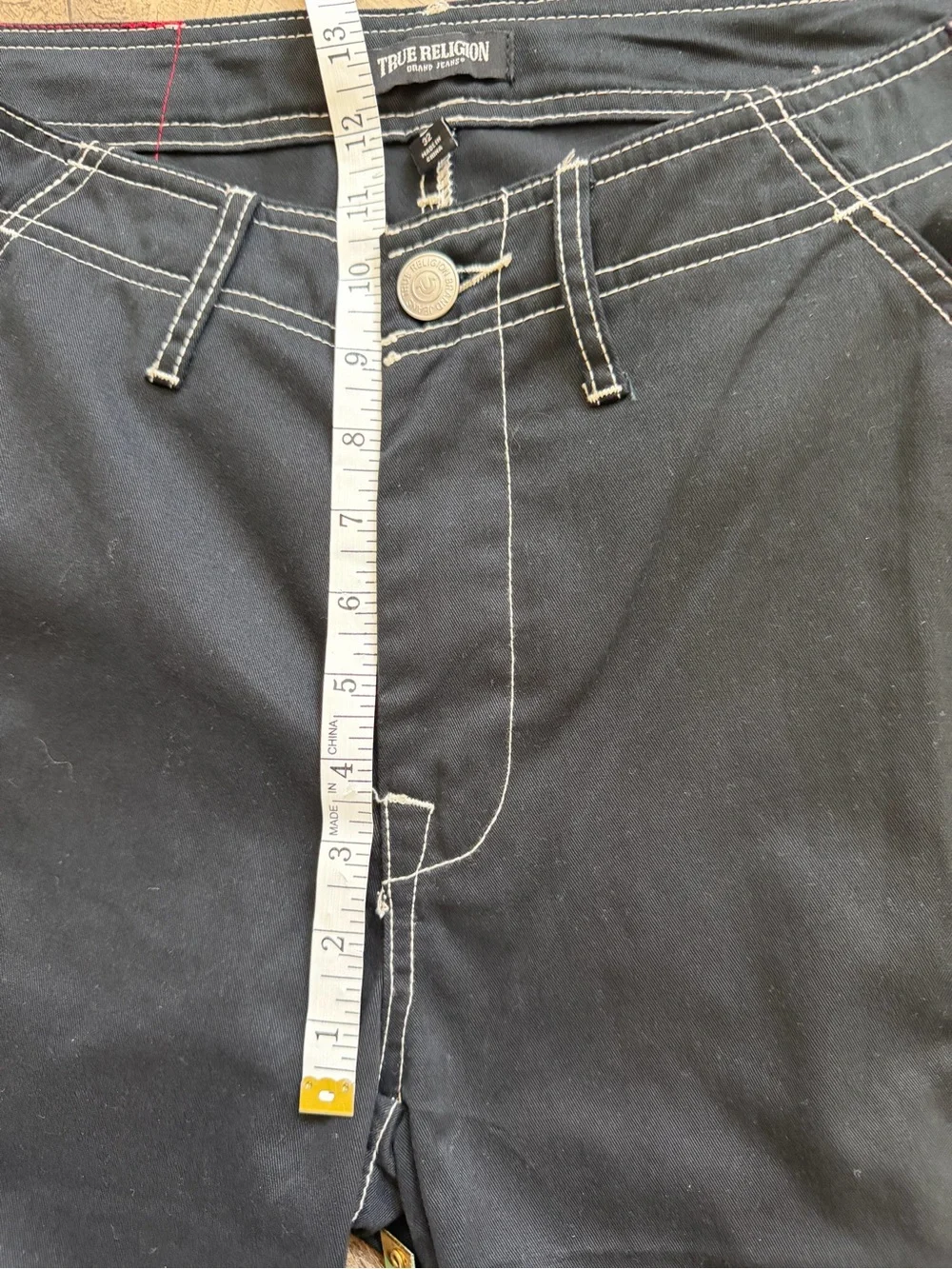 True Religion Cargo Pants Mens 32 Jet Black Horseshoe Contrast Stitch NWT